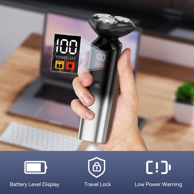 Electric Razor for Men - Waterproof 3D Rotary Shaver | Rechargeable Wet/Dry 3-in-1 with Beard Trimmer & Groomer