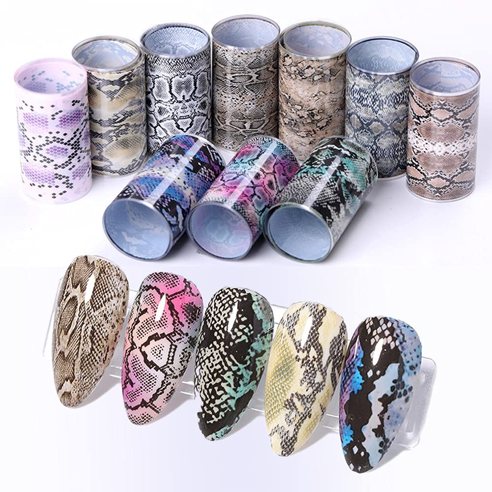 CHANGAR Animal Skin Nail Art Foil Transfer Decals Serpentine Leopard Print Tiger Snake Skin Pattern Fish Scale Nail Foil A...