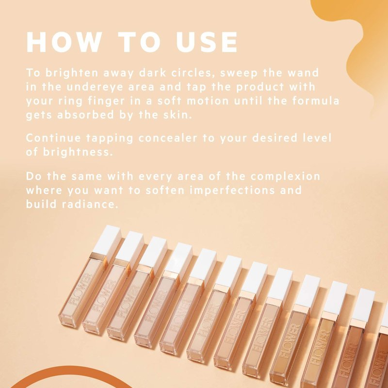 FLOWER BEAUTY By Drew Barrymore Light Illusion Full Coverage Concealer - Diffuse Dark Under Eye Circles + Blurs Blemishes - Weightless Formula + Crease Proof Makeup (Light Medium)