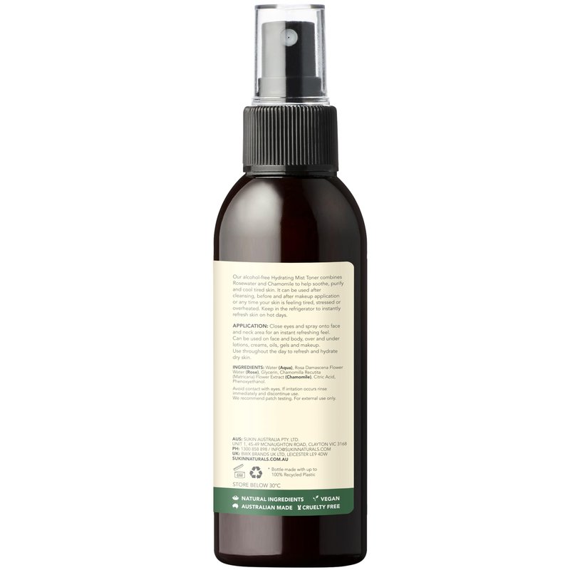 Sukin Original Hydrating Toner, Face Mist – Refreshing Chamomile & Rose Water Spray for Face, Beauty & Personal Care Essentials, 4.23 Oz