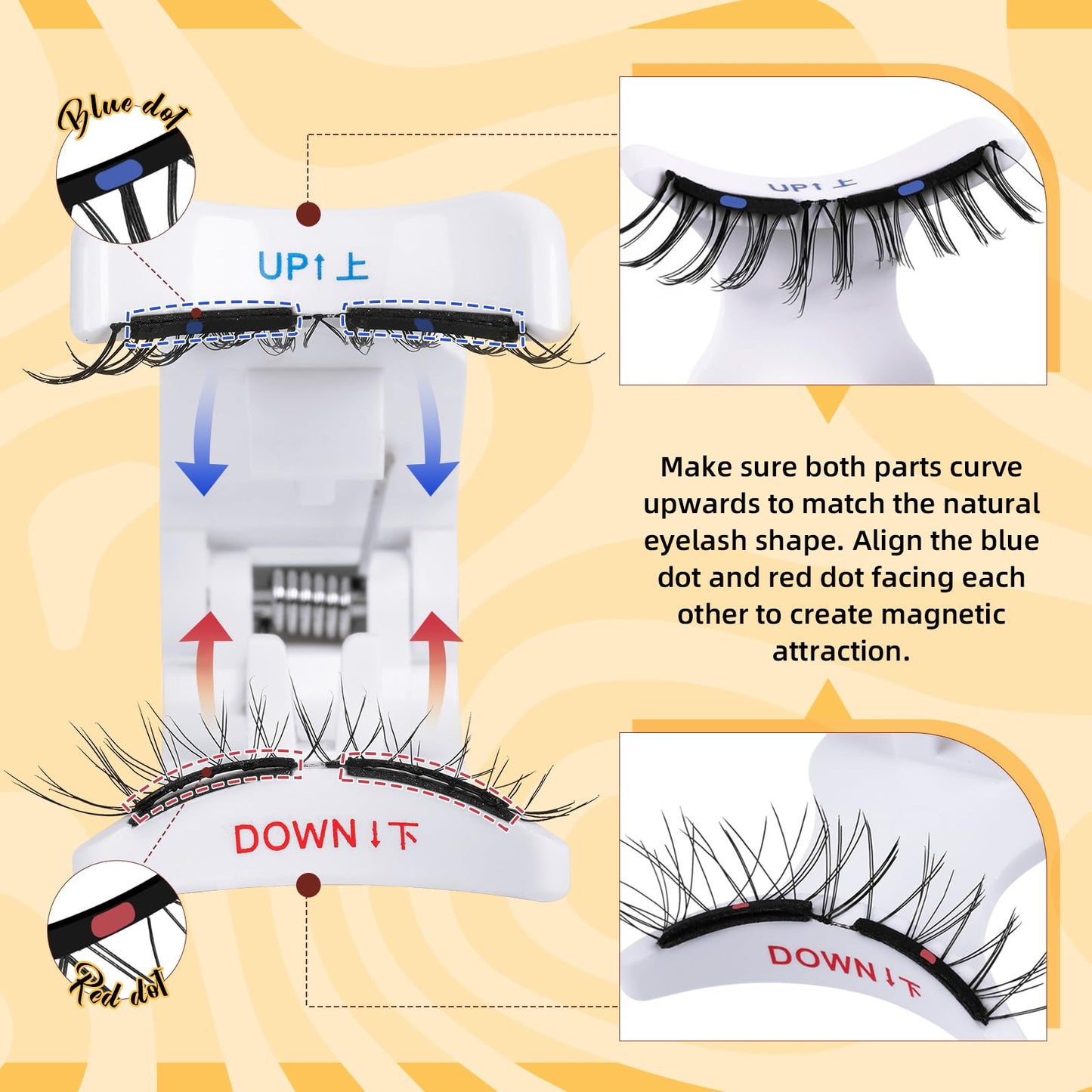 QUEWEL Magnetic Eyelashes, Reusable No Glue Needed Magnetic Eyelashes Kit with Applicator Lash Clusters Kit without Eyeliner So Soft and Easy to Wear and Remove (G-RC01)
