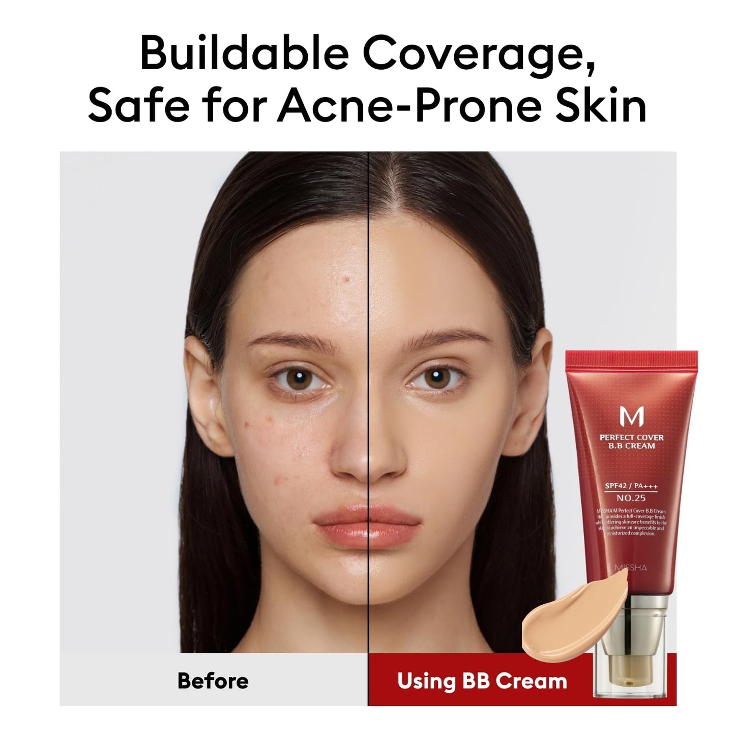 MISSHA M Perfect Cover BB Cream No. 25 - Tinted Moisturizer with SPF 42 for Warm Undertones | 1.69 Fl Oz