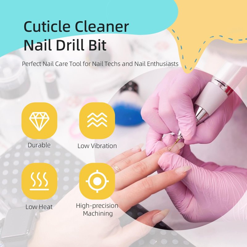 HYTOOS 1mm Mini Cone Cuticle Clean Nail Drill Bit, 5Pcs/Set Titanium Russian Diamond Nail Bits Professional Safety Under Nail Cleaner for Cuticle Dead Skin, Electric Nails Accessories, Fine