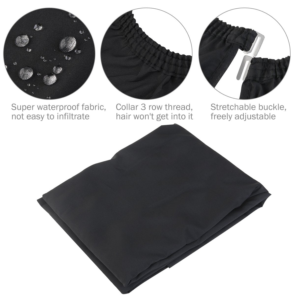 ULTNICE Salon Home Barbers Hairdressing Cape Gown with Viewing Window for Hair Cutting 63 * 57"(Black)