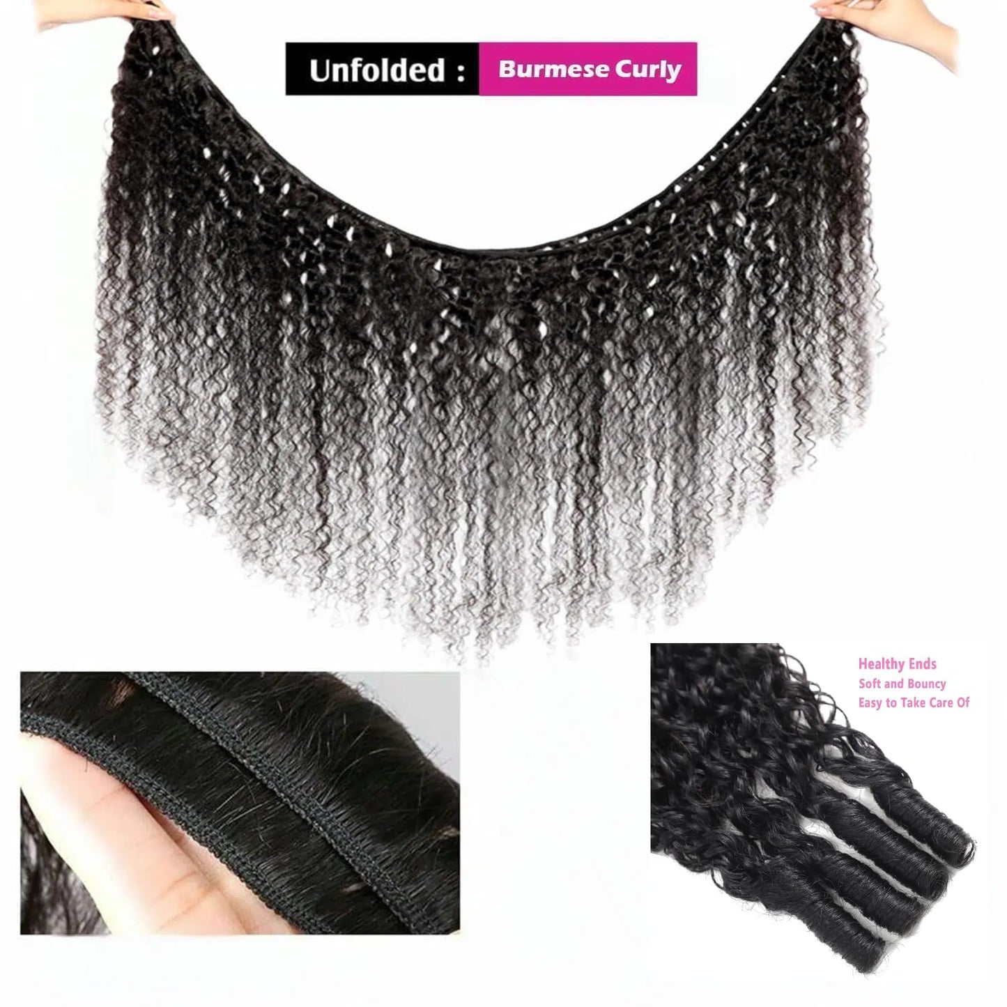 Burmese Curly Bundles Human Hair 18 Inch 12A 1 Curly Bundles Human Hair Weave with Spriral End 3c4a Quick Weave Real Human Hair Extensions For Black Women Natural Color