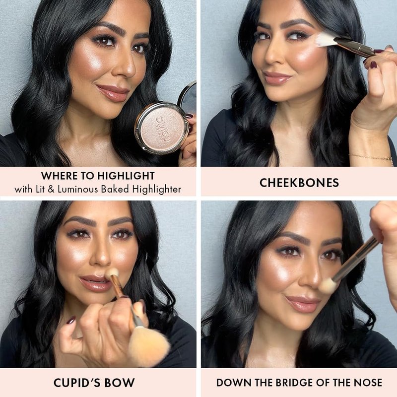 ICONIC LONDON Lit and Luminous Baked Highlighter | Pressed Powder Highlighter for a Radiant Glow, Cruelty-Free, Vegan Makeup, 0.56 oz