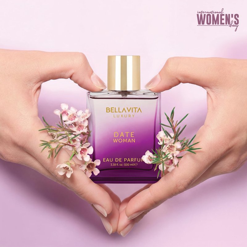Bellavita Luxury DATE Eau de Parfum - Floral Jasmine & Pink Pepper Scent | 100 ml (3.4 fl. oz.) | Perfect Mother's Day Gift