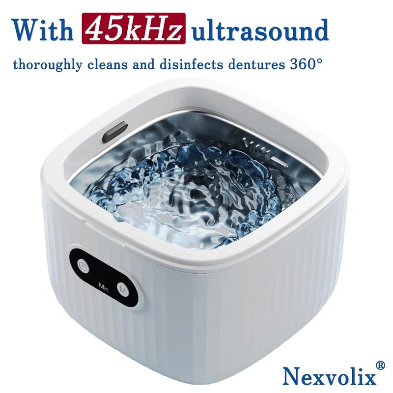 Ultrasonic Retainer Cleaner Machine - 45kHz 250ML Denture & Mouth Guard Cleaner | White