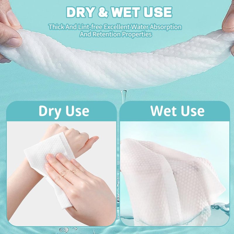 Disposable Face Towels - 600 Count Soft Cotton Facial Wipes for Skin Care & Makeup Removal | Multi-Purpose Cleansing