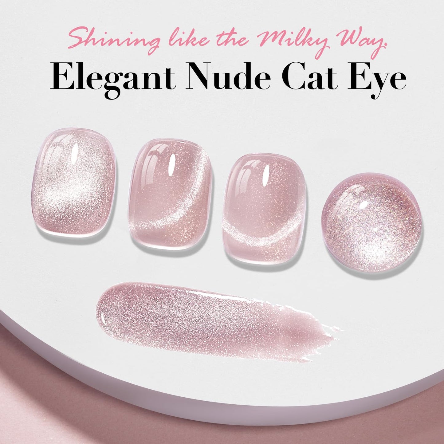 Cat Eye Nail Polish - Quick Dry Nude Glitter Lacquer | Salon-Quality Shine for Women & Girls