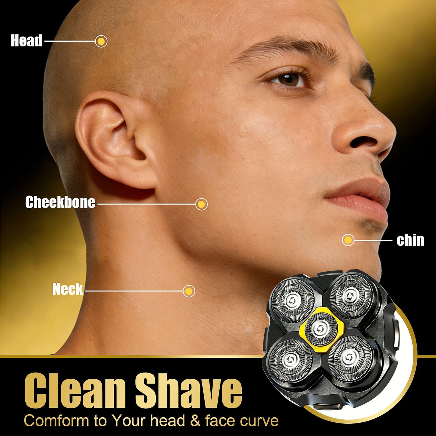 5 Head Shaver Replacement Head for MicroTouch Titanium Shaver for Bald Men Head and Face Wet/Dry Shaving (Black(4count))