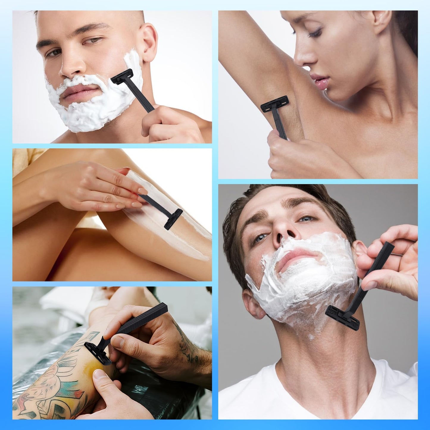 CXYARY 250 Pcs 3 Blade Disposable Razors With Clear Safety Cap, Shaving Razors Bulk for Men &Women, Stainless Steel Blade, Multipurpose Portable Shave Razor for Bathing Hotel Travel, Black