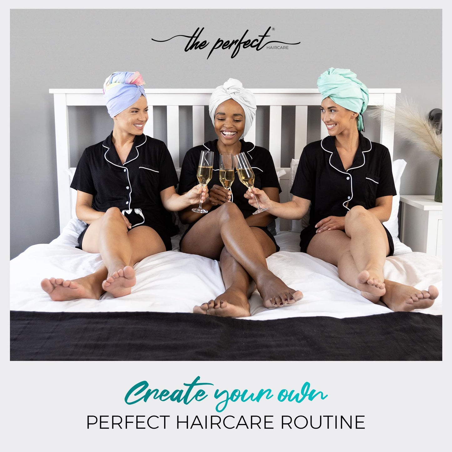 THE PERFECT HAIRCARE Microfiber Hair Towel Wrap + 2 Smooth Large Hair Drying Tie for Wet Hair - Anti-Frizz, Gentle, Absorbent Hair Scrunchies or Face Washing Wristband