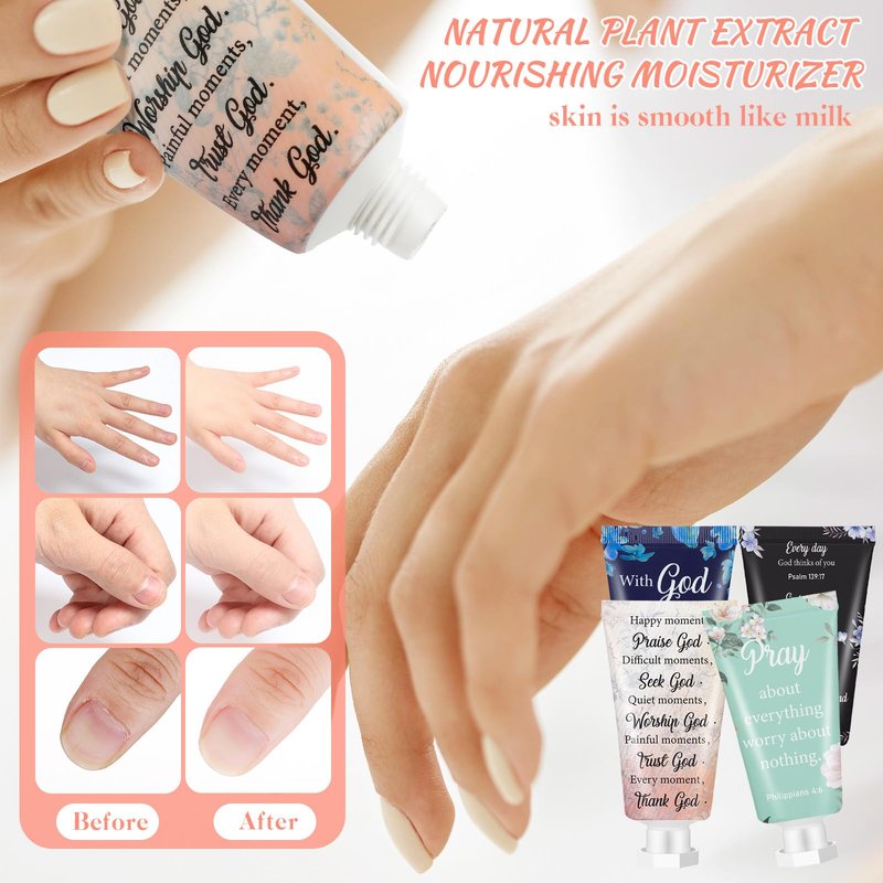Sacubee 48 Pcs Christian Hand Cream Bulk for Women Mother's Day Mini Travel Size Religion Bible Verse Lotion for Skin Dry Hand Lotion for Mom Grandma Church Prayers Coworker Wedding Favors