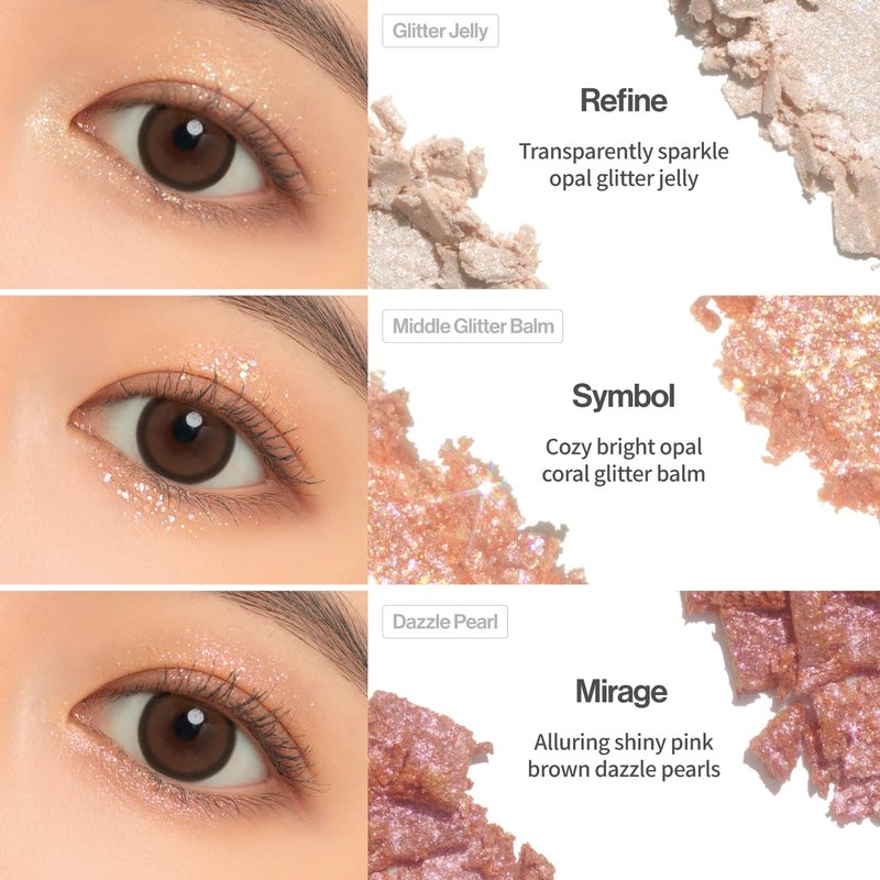 Glitterpedia Eye Shadow Palette - Versatile Shimmer & Glitter Textures | Perfect for Brown & Blue Eyes