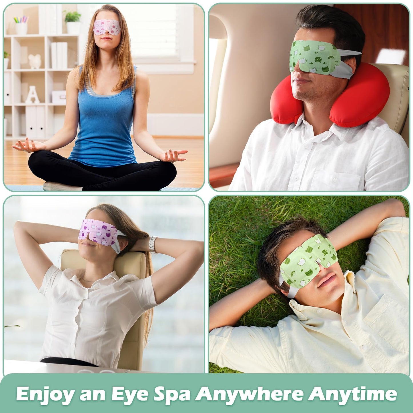 Silicherry 96 Pack Steam Eye Mask Disposable for Dry Eyes, Heated Eye Mask Self Heating Warm Compress for Women Men Sleep, Travel Essential, Relaxing Gifts - Lavender, Unscented, Rose