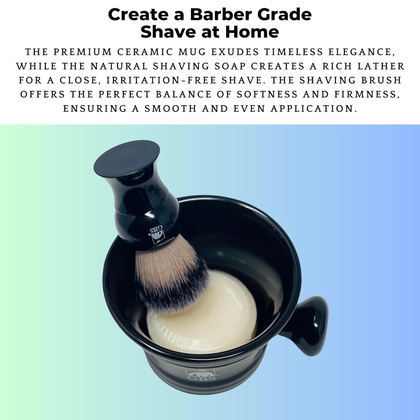 Men’s Wet Shaving Kit - Complete 4-Piece Set with Ceramic Bowl, Shave Brush & Shea Butter Soap | Black