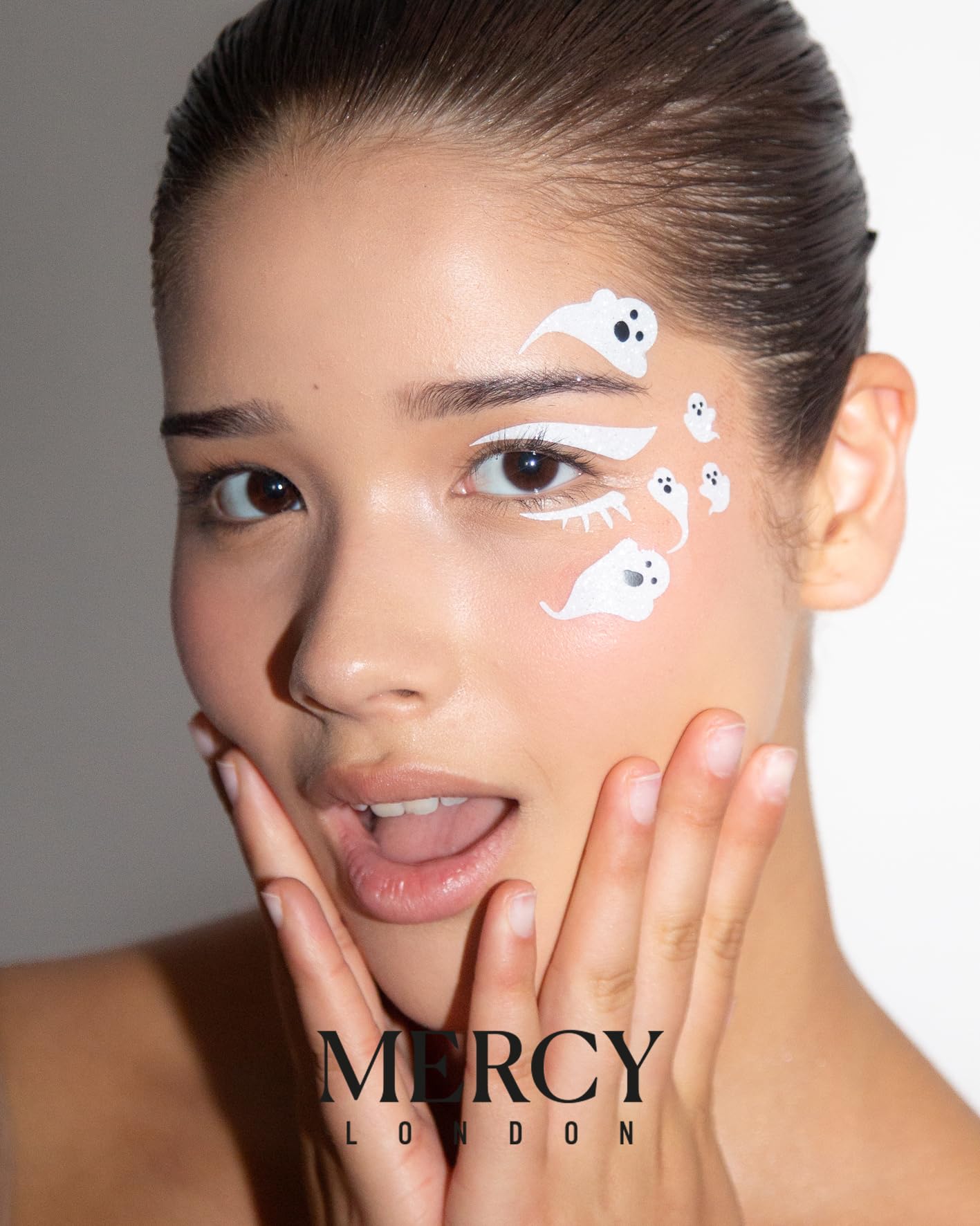 Ghosts Face Stickers by Mercy London Holiday Accessories Face Gems Jewels All In One Stick On Halloween