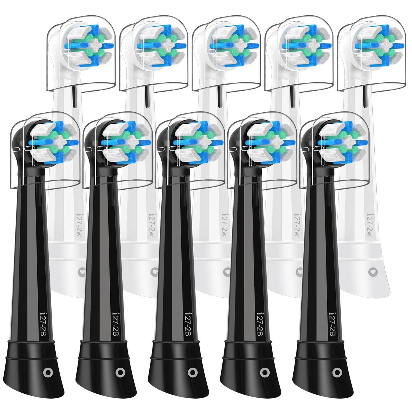 10 Pack Replacement Heads Compatible with Oral B IO 2/3/4/5/6/7/8/9/10/Deep Clean Series Electric Toothbrush, Brush Heads Refill Compatible with Oral B IO for Teeth and Gums Care (Black/White)