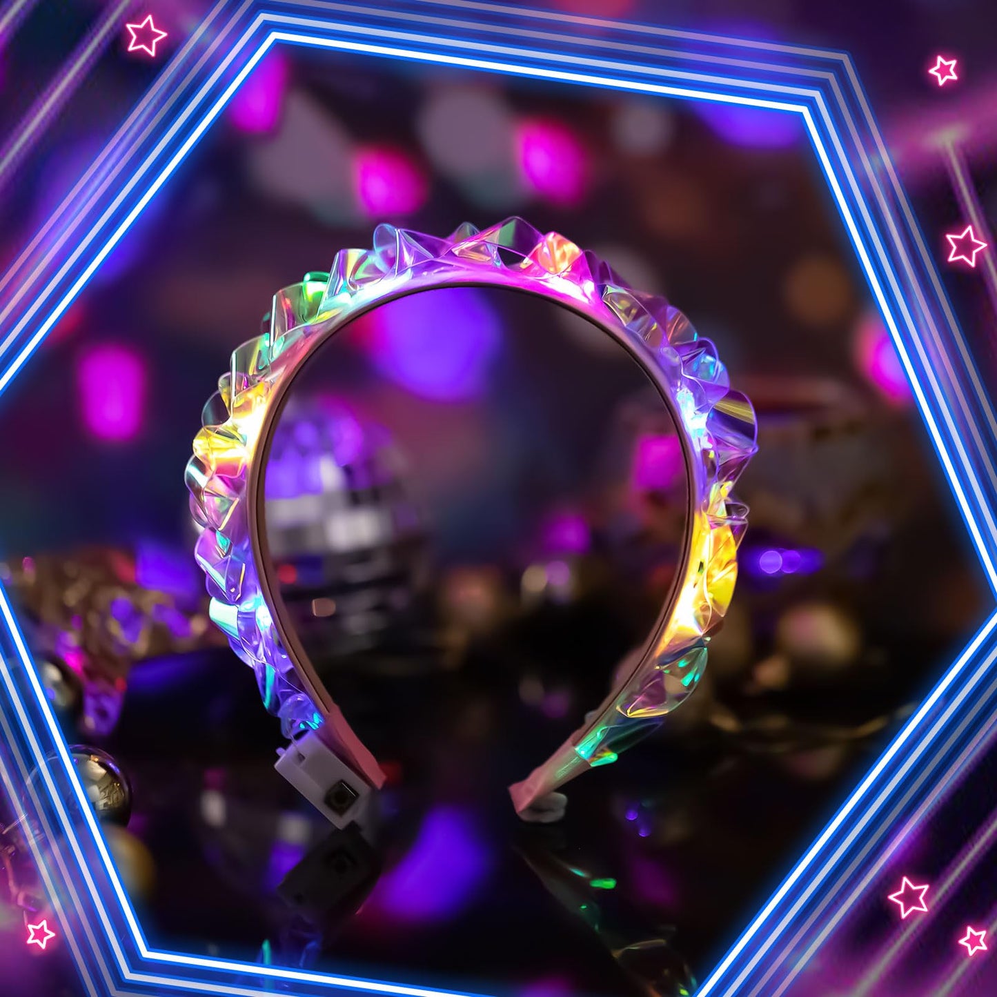 Tigeen 8 Pcs Light up Headband LED Glow Headbands Glow in The Dark Headband LED Hair Accessories for Wedding Party Favor