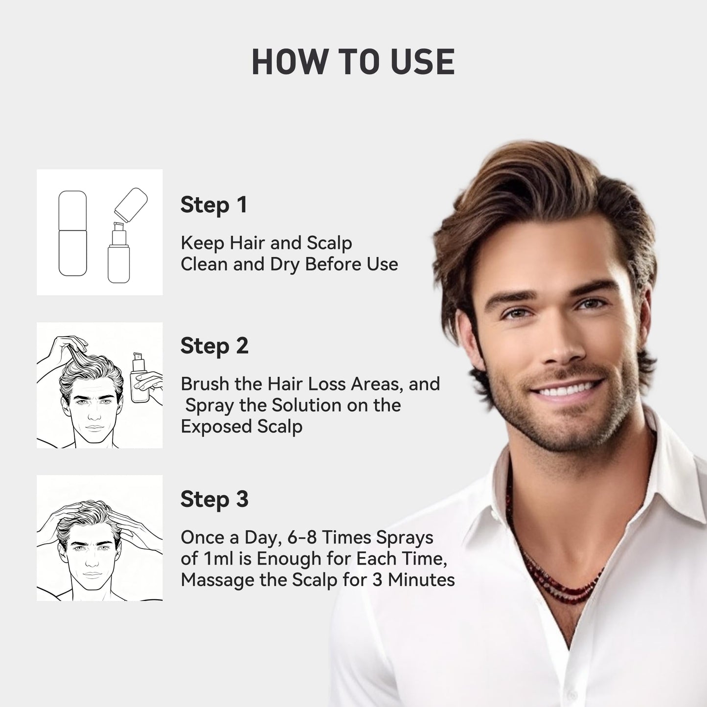 0.9% KX-826 KINTOR Hair Growth Spray for Men, DHT Blocker Hair Regrowth Products to Nourish Hair Follicles, Oil Control and Thick Hair Roots, Pro Version, 60ml