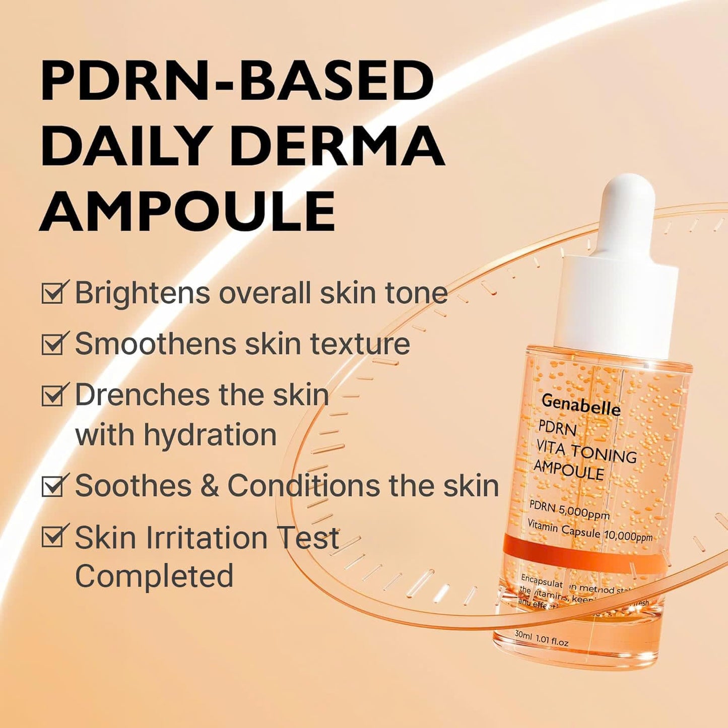Genabelle PDRN Vita Toning Ampoule - Lightweight Serum for Glass Skin & Blemishes | 1.01 fl oz