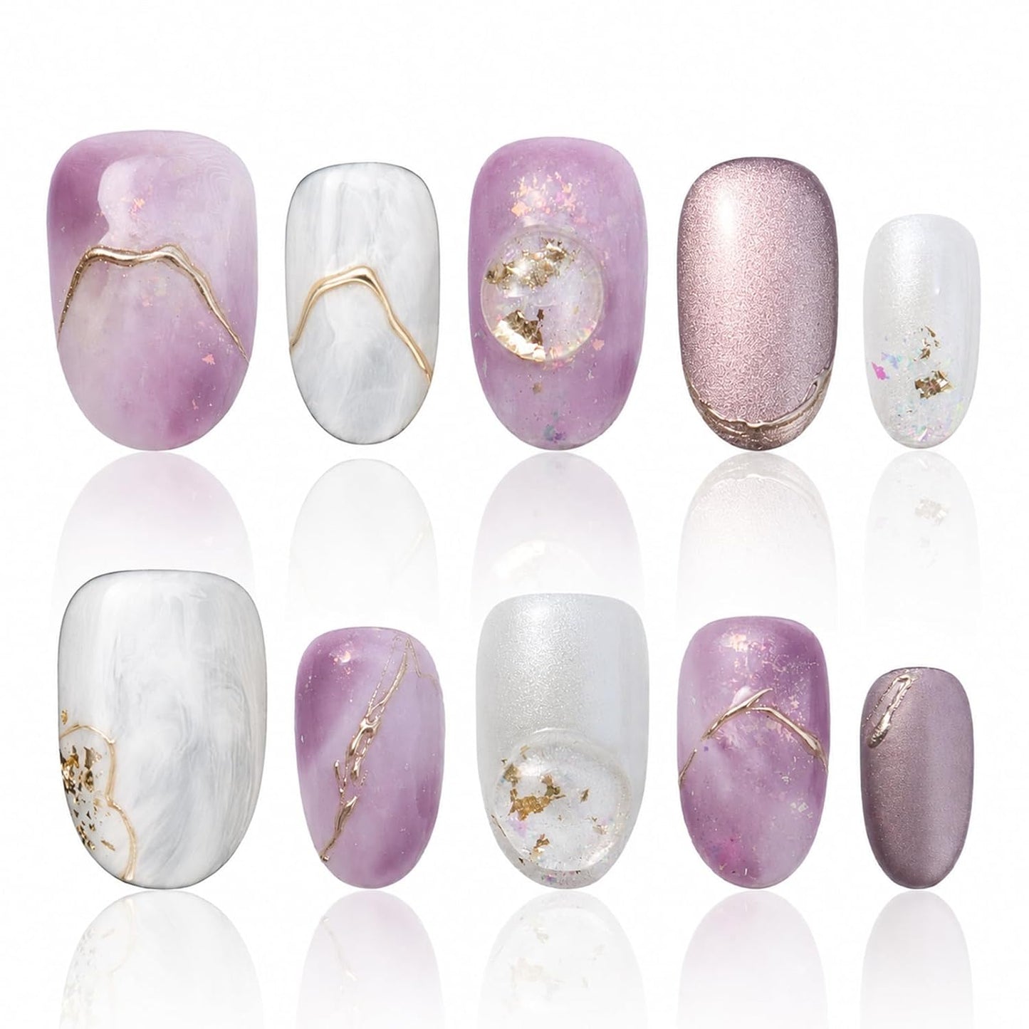 Short Almond Press On Nails - Handmade Acrylic False Nails for Women | 15 PCS, Size S