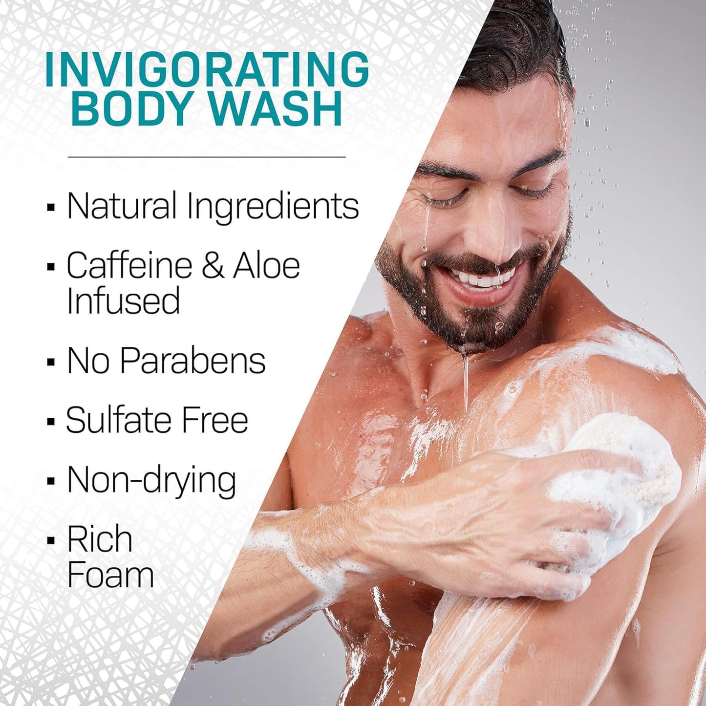 VOLT Body Wash for Men – Sulfate-Free with Caffeine & Aloe, Citrus Sea Salt Scent, 13.5 oz (400ml) Refillable Aluminum Bottle