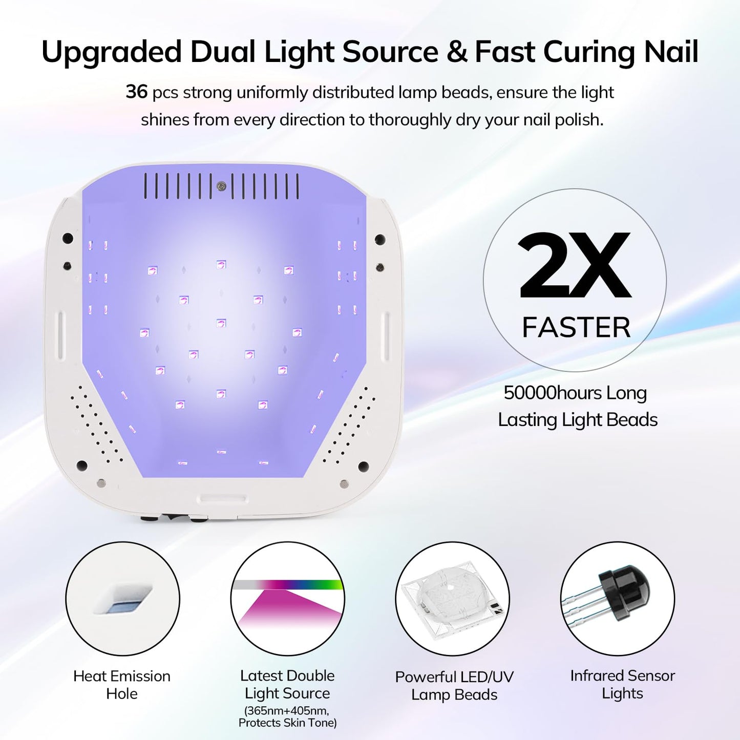 Lavinda UV LED Nail Lamp, Cordless Nail Lamp 54W Rechargeable Nail Dryer Gel Polish Light with Large LCD Display, Professional Gel Curing Lamp with 4 Timer Setting Auto Sensor for Salon and Home