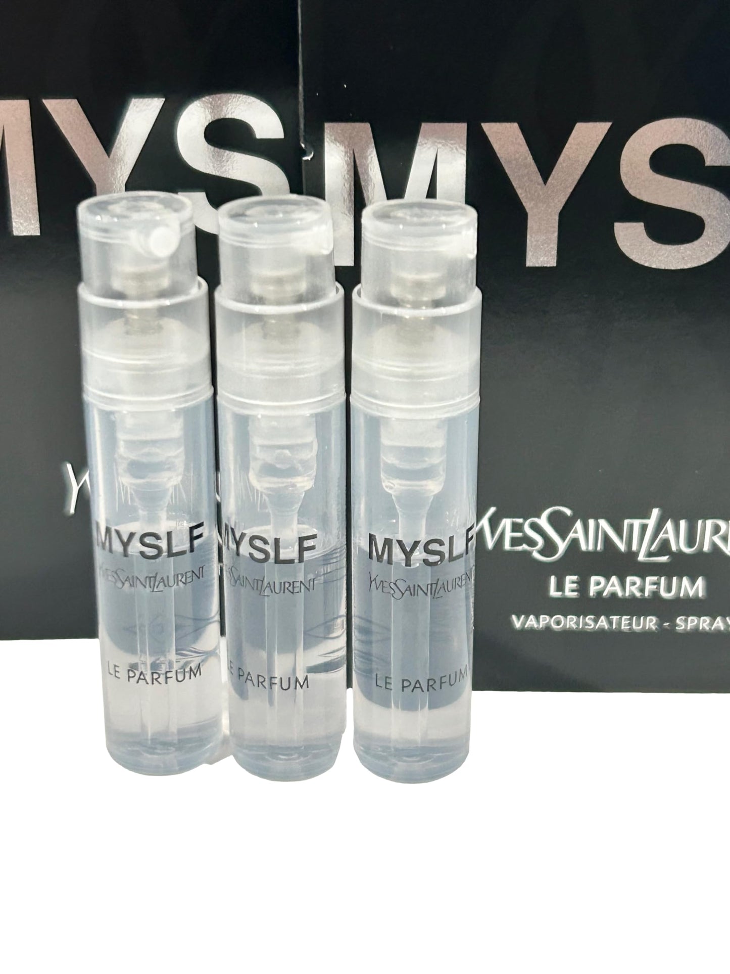 Yves Saint Laurent MYSLF LE PARFUM YSL Sample Spray Perfume Trial Size Partially Filled Vials 1.2 ml / 0.04 fl oz (set of 3)