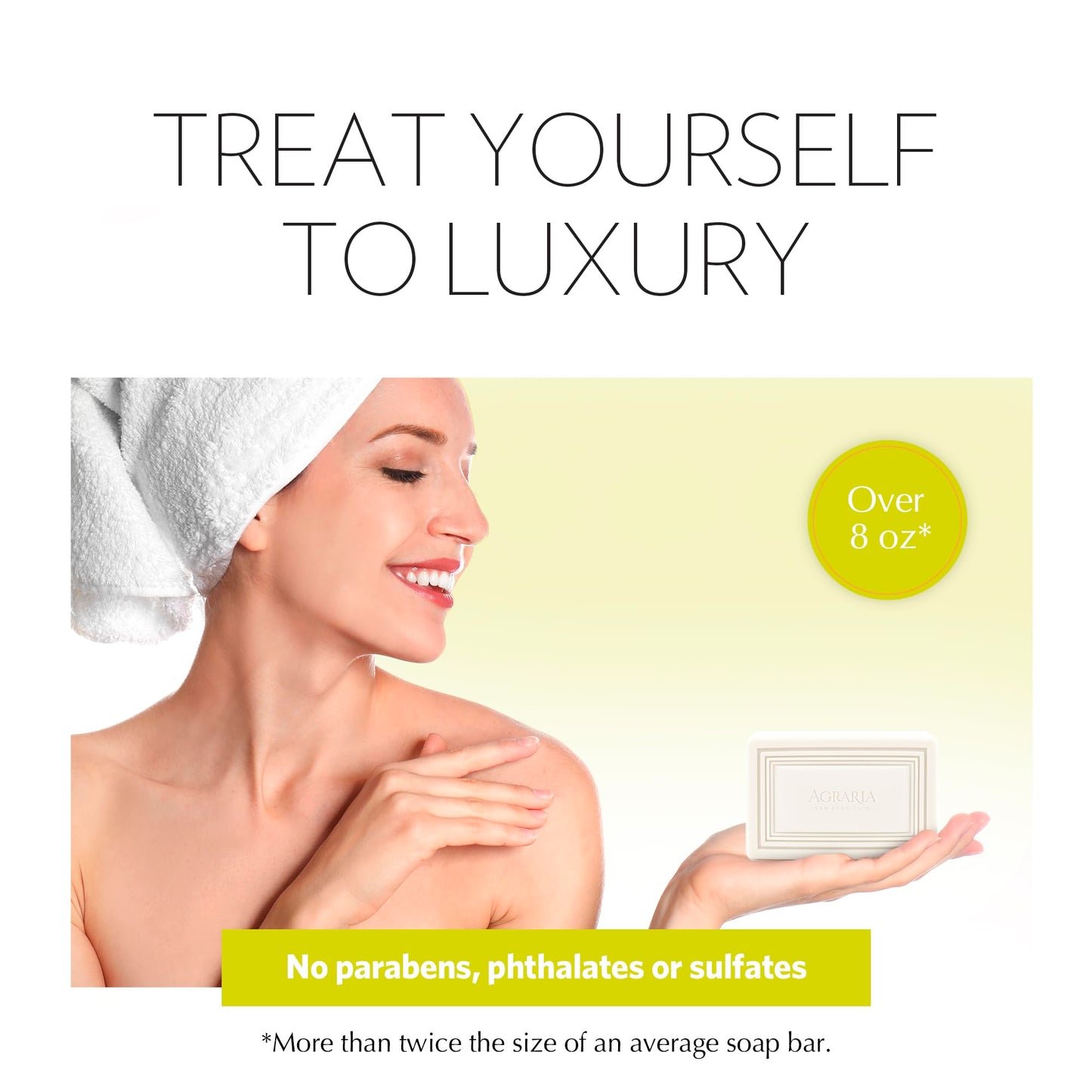 AGRARIA Luxury Bath Lemon Verbena Bar Soap, French Triple Milled Soap, Moisturizing Shea Butter & Kukui Oil Infused Gift for Men and Women, 8 oz