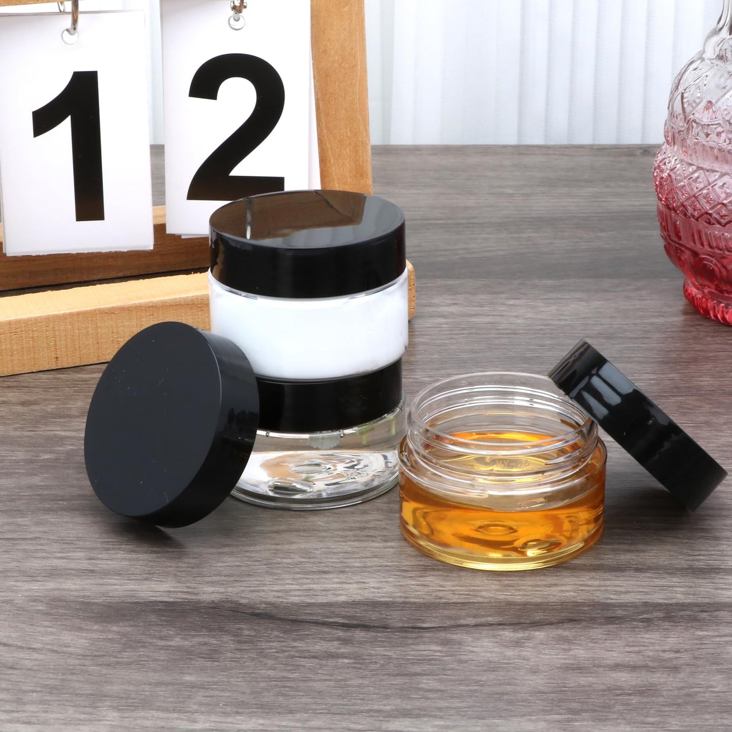 54 Pack 4oz Plastic Containers with Lids, Jars with Lids, Great for storing,lip balms, creams, ointments, cosmetics, samples