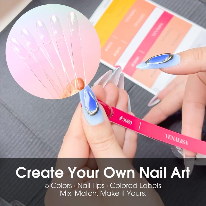 VENALISA 10 ML Gel Nail Polish Set, 5 Pcs Pink Yellow Blue Gel Polish Color High Gloss Soak Off U V Nail Manicure Salon DIY