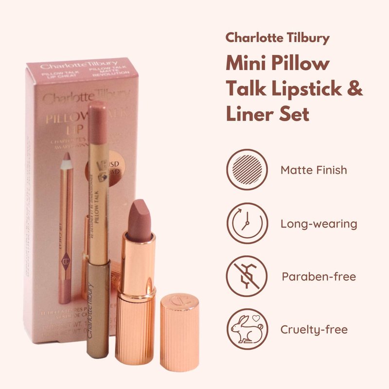 Charlotte Tilbury Pillow Talk Lipstick & Lip Liner Duo - Mini Travel Set