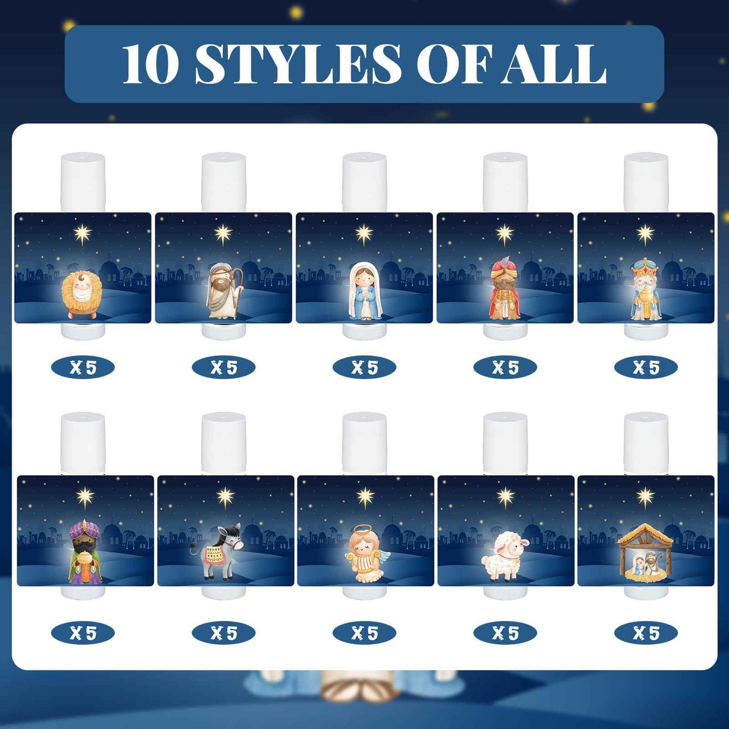 50 Pcs Nativity Lip Balm Gifts Advent Calendar 2024 Bulk Christmas Stocking Stuffers Christian Religious Holiday Party Gifts Favors Treat Goodies for Women & Men