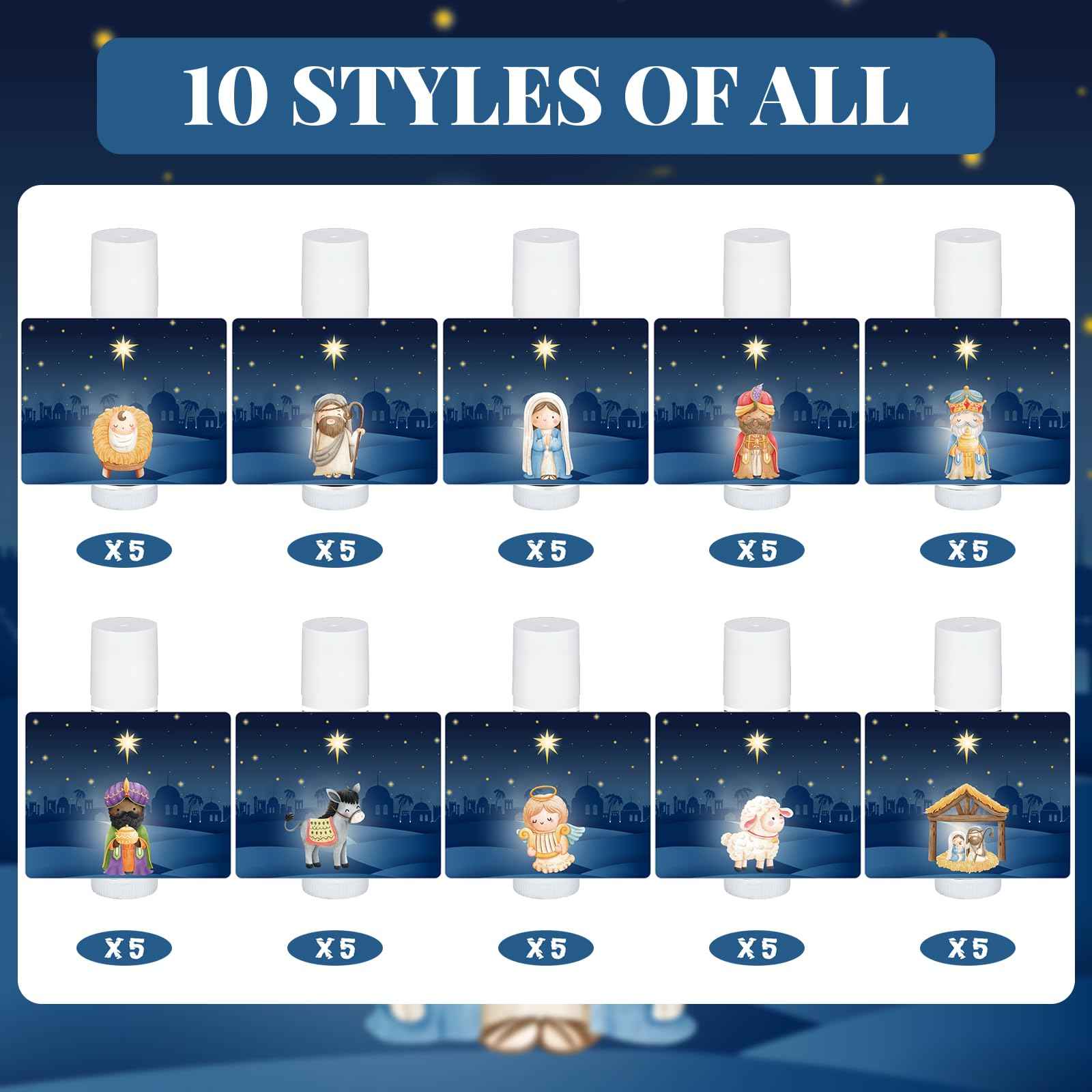 50 Pcs Nativity Lip Balm Gifts Advent Calendar 2024 Bulk Christmas Stocking Stuffers Christian Religious Holiday Party Gifts Favors Treat Goodies for Women & Men