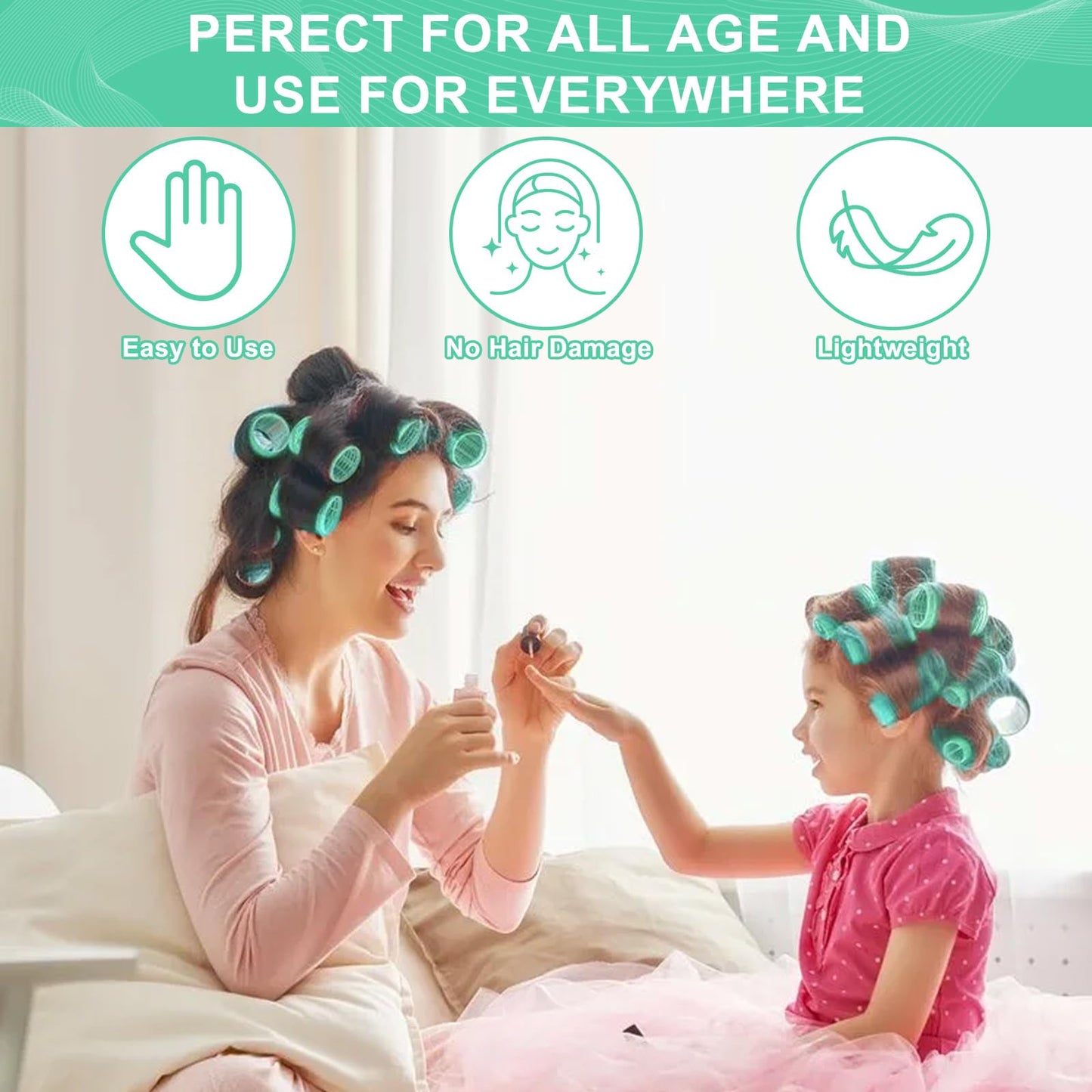 Hair Rollers, 12 Pack Self Grip Salon Hairdressing Curlers, DIY Curly Hairstyle,Colors May Vary