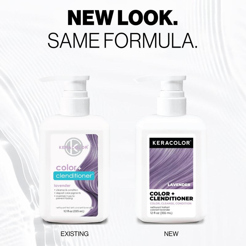 Keracolor Color + Clenditioner 3-in-1 Color-Depositing Conditioner, Gently Cleanses & Conditions, Semi-Permanent Lavender Hair Color, 12 Fl Oz