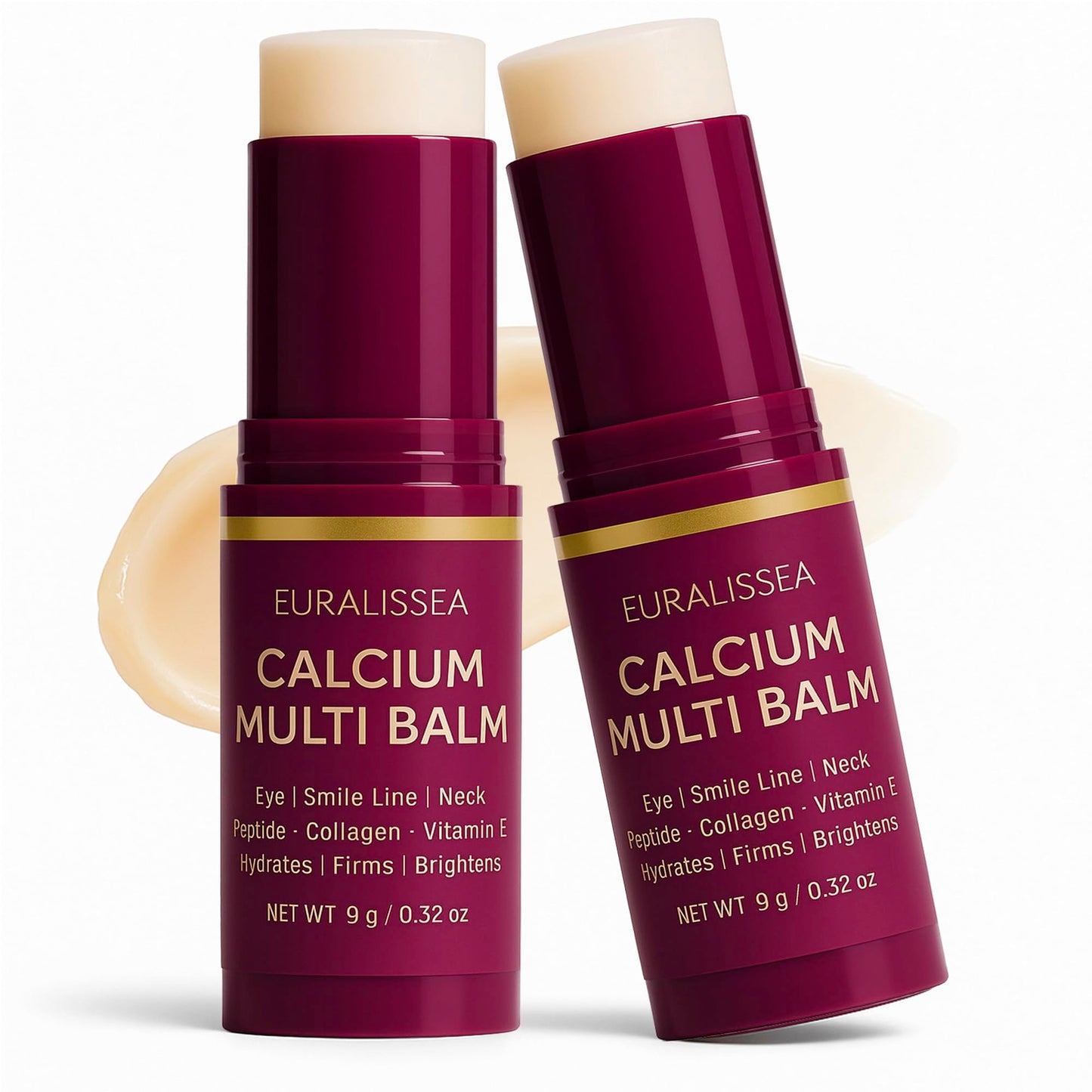 Euralissea Calcium Multi Balm Stick 2 Pcs – Calcium Boost Firming for Eyes & Hydrating Treatment with Peptides & Vitamin E – All Skin Types