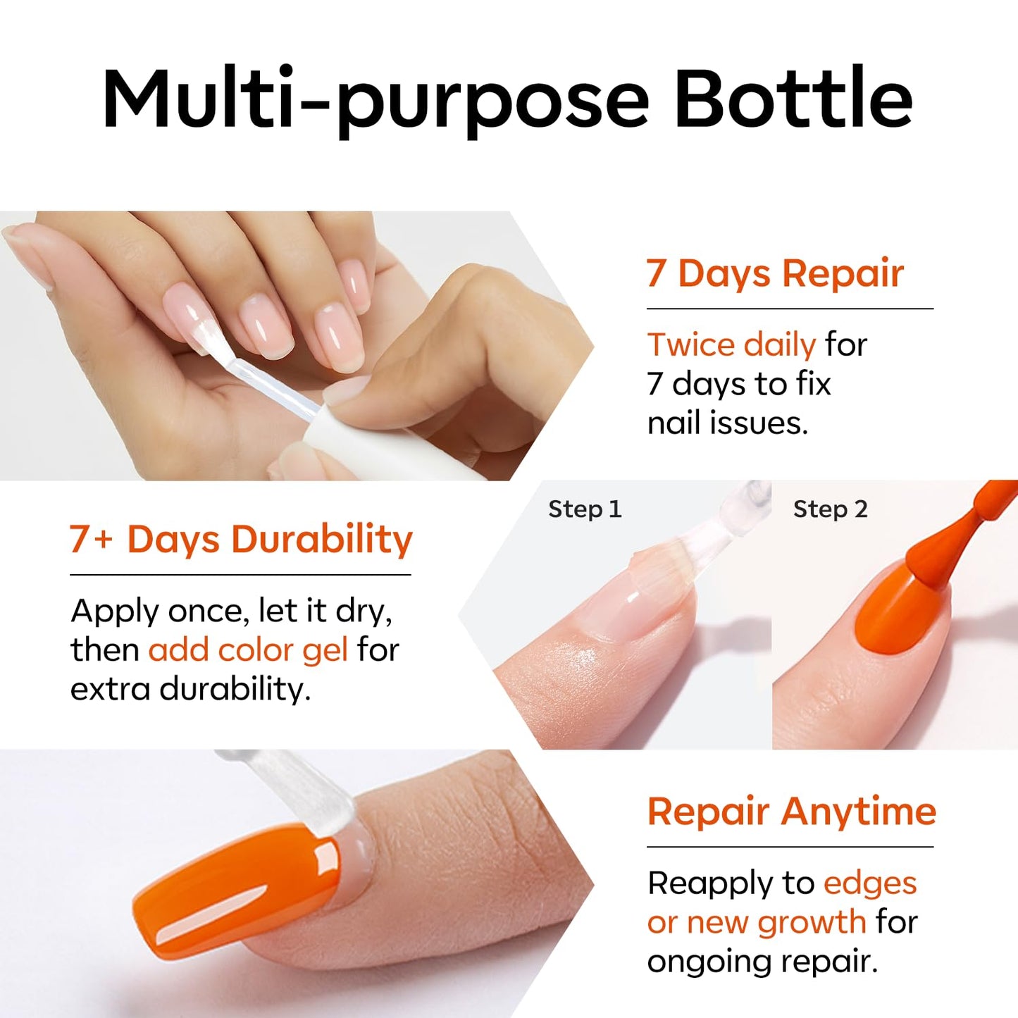 modelones Nail Strengthener and Growth Clear Nail Hardener Extra Strong and Growth 3-in-1 Scented Nails Repair for Damaged Nails Repair Mode Gifts for Women 13.5ml 0.46 Fl Oz