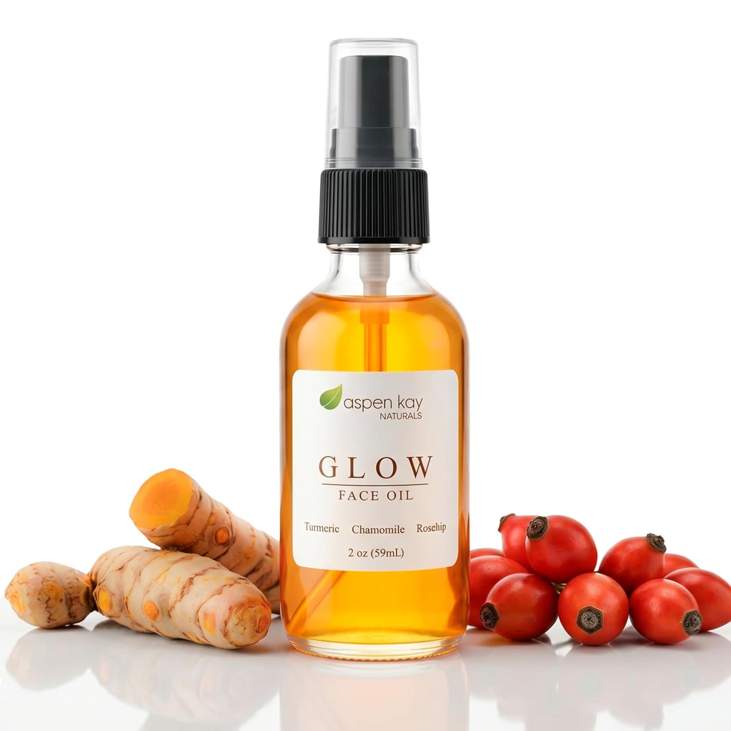 Aspen Kay Naturals Glow - Turmeric & Rosehip Face Oil | Organic Moisturizer & Serum - 2 oz