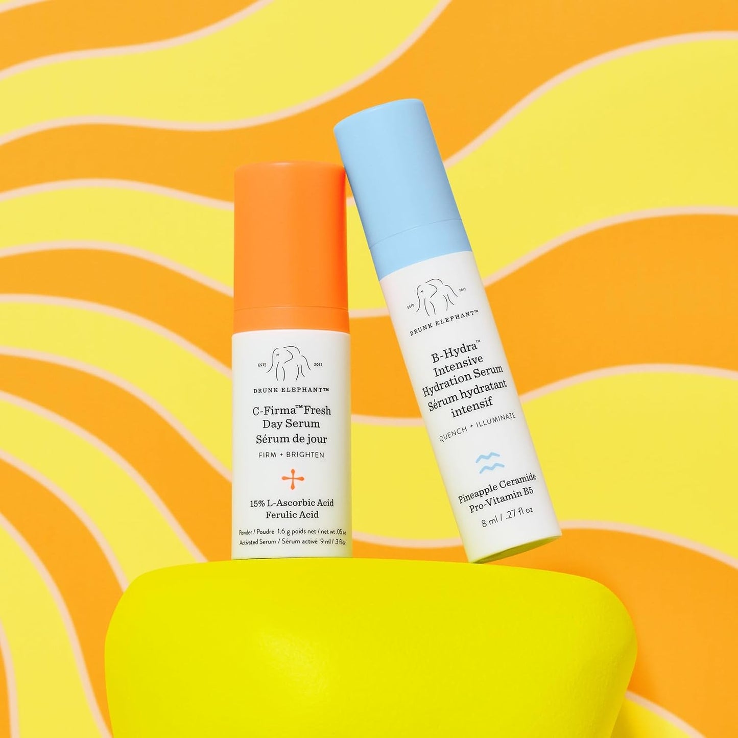Drunk Elephant Hydra and the Bright Skincare Set | C-Firma & B-Hydra Serums, 9ml & 8ml, Clean & Cruelty-Free