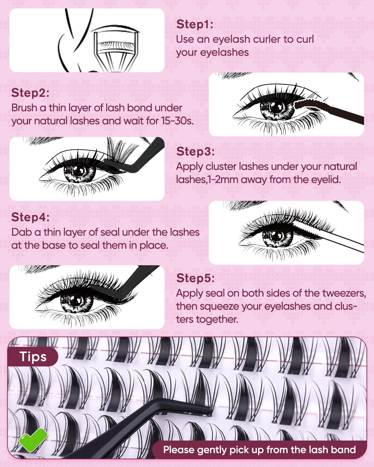 OKAYLOVE Fluffy Lash Clusters, VIVA 8-18mm DIY Volume Cluster Eyelash Extensions Kit, 168pcs Black Cotton Band Individual Lashes with Lash Bond and Seal, Remover, Lash Tweezers