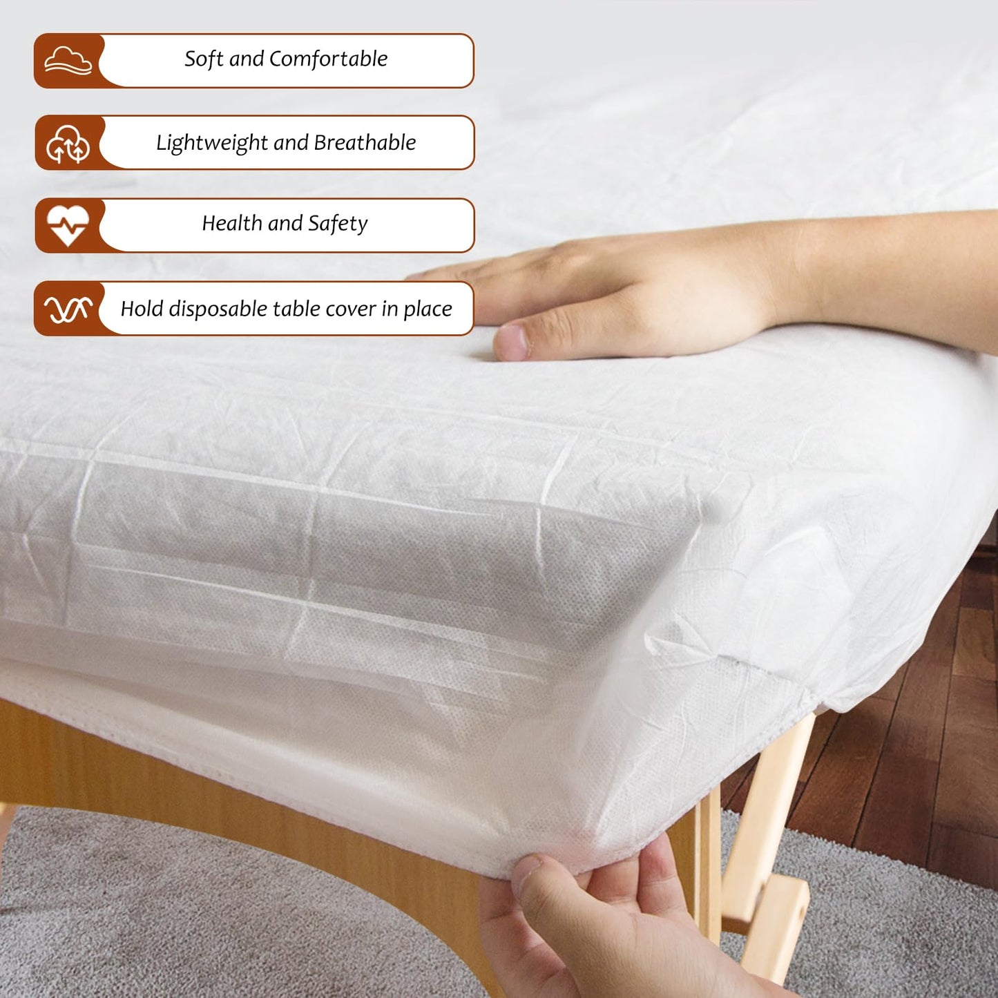 Disposable Thicken 30pc Fitted Massage Table Sheets, 25gsm Heavy Duty Elastic Disposable Bed Cover, Breathable Disposable Fitted Sheets for Spa White Non Woven Fabric 36 x 85 Inch