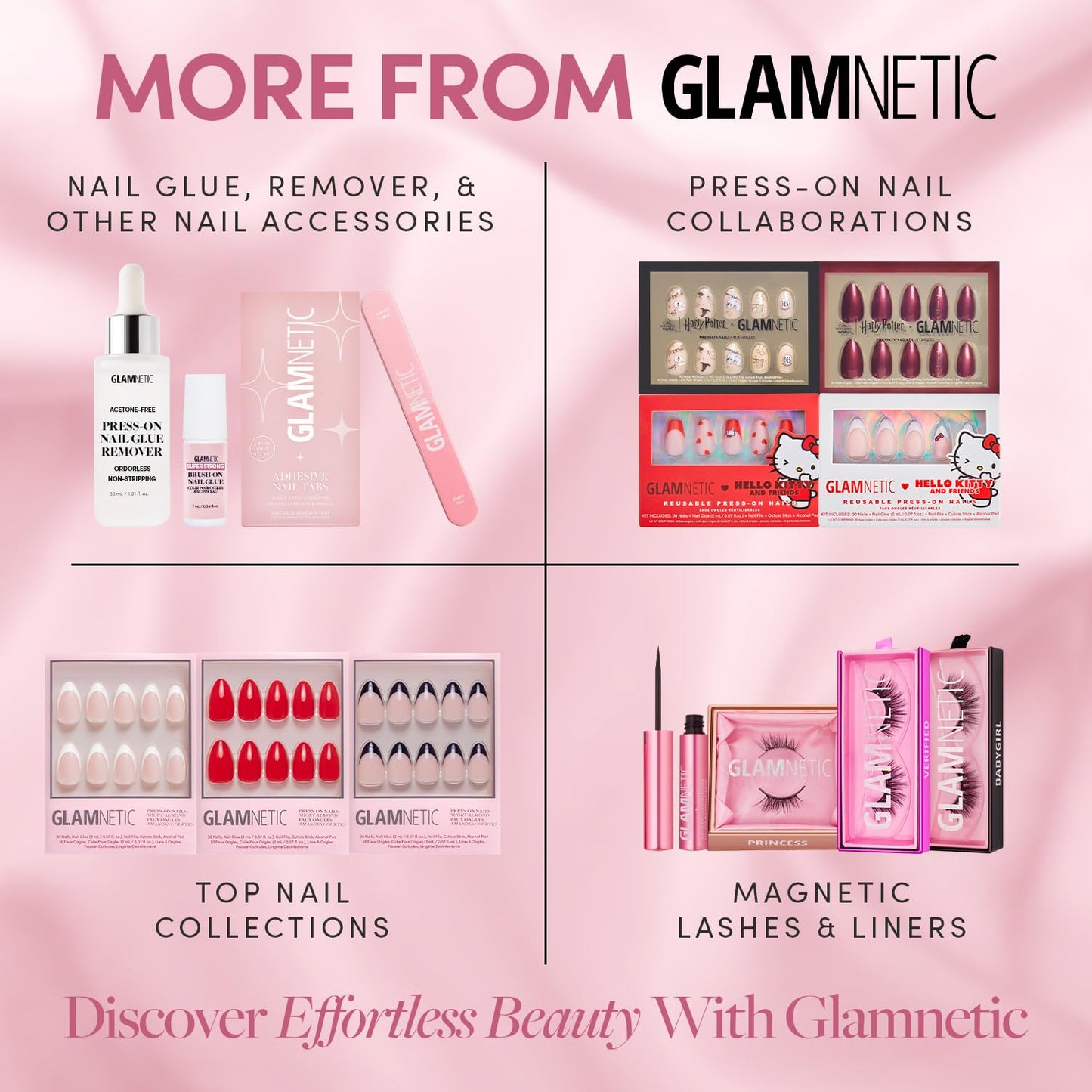 Glamnetic Press-On Nails Bundle - Angel & Boba | Opaque White Short Almond Nails | Opaque Black Short Almond Nails | Reusable Nail Kits