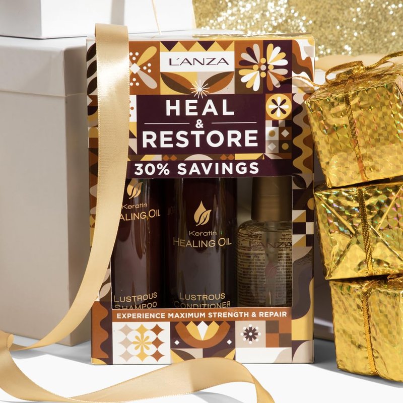L'ANZA Keratin Healing Oil Trio Hair Kit - Restorative Shampoo, Conditioner & Treatment Serum | Luxury Care for Dry, Damaged Hair (10.1/8.5/3.4 Fl Oz)