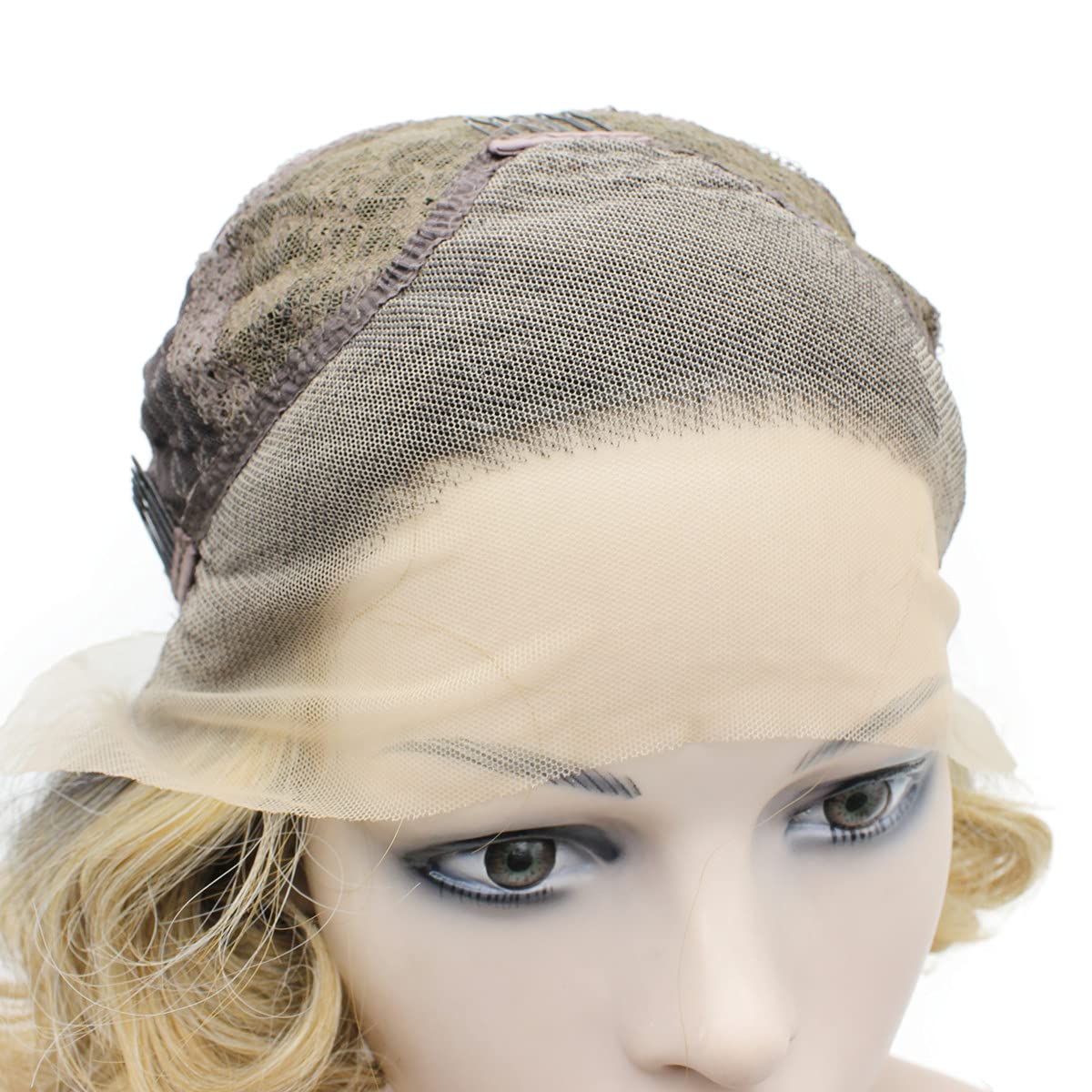 MX angel Dark Roots Blonde Short Curly Synthetic Hair Lace Front Wig Heat Resistant Fiber Hair