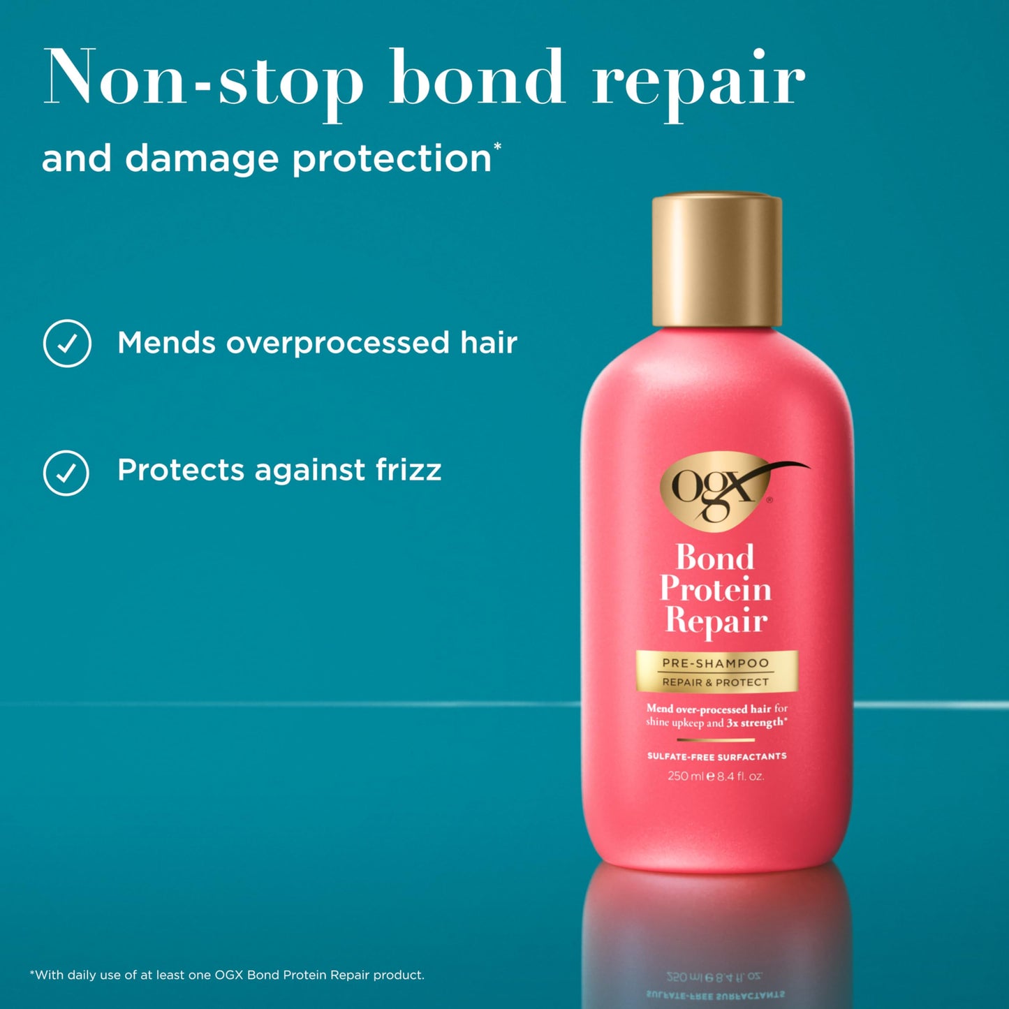 OGX Repair & Protect Bond Protein Repair Pre-Shampoo, Pre-Shampoo Treatment, Formulated without Para-bens, Sulfate-Free Surfactants, 8.4 fl. oz