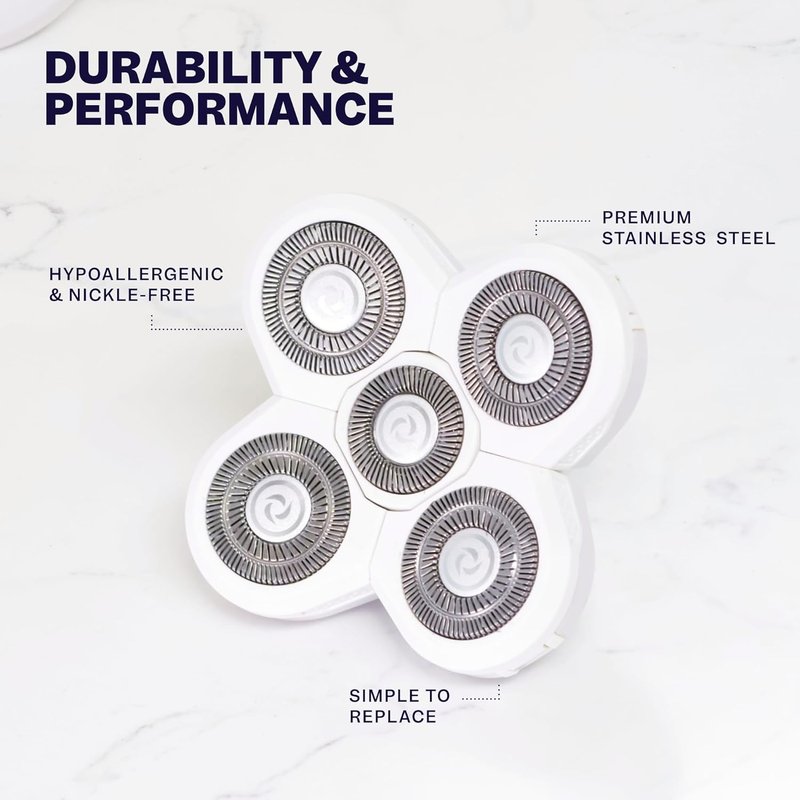BodySmooth Rotary Blade Refill for Women - Gentle Shave for Sensitive Skin | 5 Contouring Heads, Mess-Free Cleanup