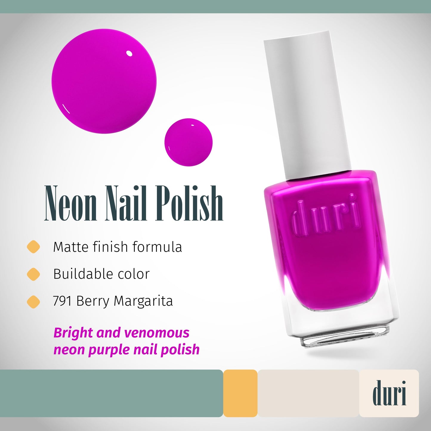 duri Nail Polish – Neon & Semi-Matte Collection, Bold Bright Colors, 0.45 Fl Oz